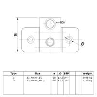 Buiskoppeling Extra zware boeiboordbevestiging horizontaal-C / 33,7 mm